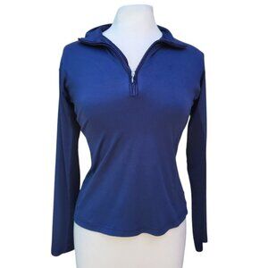 Royal Highness Equestrian Navy Mock Zip Long Sleeve Sun Shirt / Base Layer - M